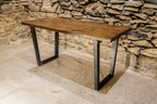 Reclaimed wood table - Dining table with industrial design - THE RAPPAHANNOCK - Wood trestle dining table / desk with metal legs