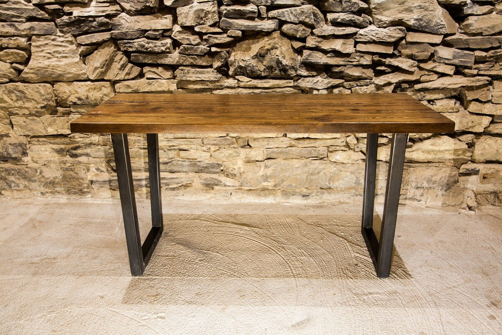 Reclaimed wood table - Dining table with industrial design - THE RAPPAHANNOCK - Wood trestle dining table / desk with metal legs