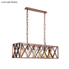 DecorBites™ Industrial Cross-Framed Dining Room Island Light with 6 Rustic Metal Lights