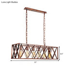 DecorBites™ Industrial Cross-Framed Dining Room Island Light with 6 Rustic Metal Lights