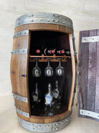Luxury Wine Barrel Bar Set w/ Pub Table & Wine Barrel Bar Stools - Multi-Use Wine and Whiskey Home Bar Furniture