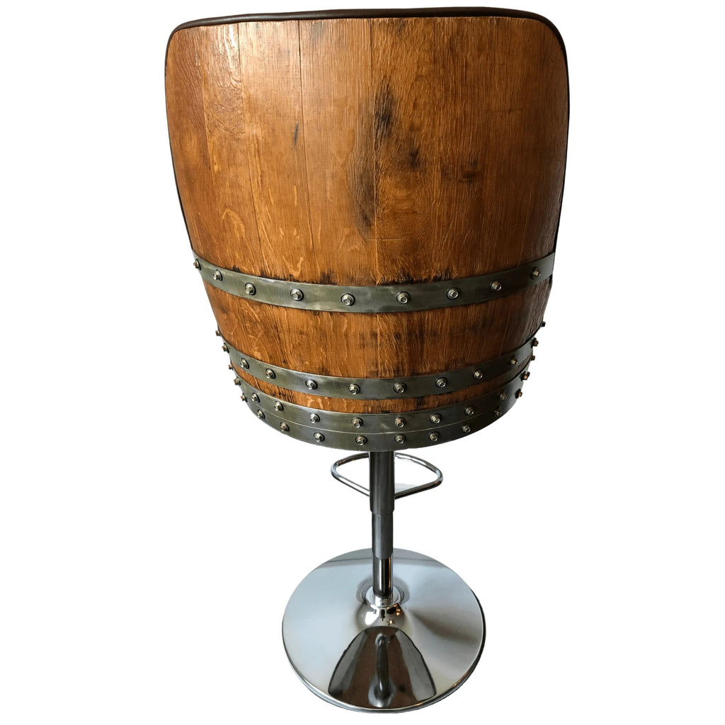 Luxury Oak Barrel Bar Stool - Adjustable Hydraulic Base - Handcrafted Reclaimed Oak Barrel Chair - Pub & Whiskey Barrel Seating - Rustic Home Decor