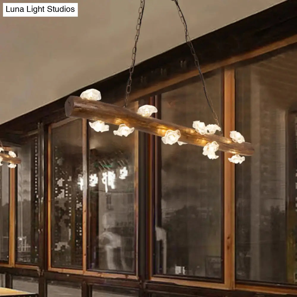 DecorBites™ Rustic 12-Light Wood Hanging Lamp for Bedroom or Kitchen Island