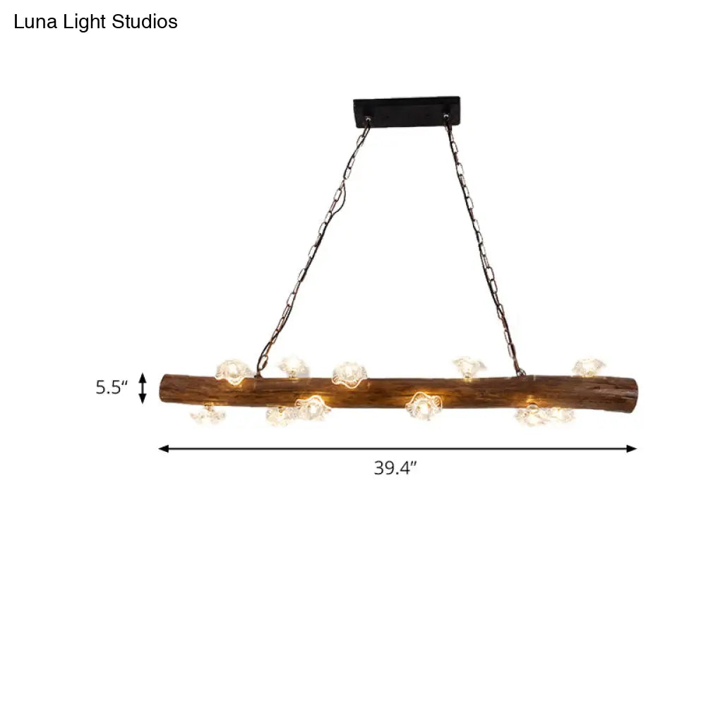 DecorBites™ Rustic 12-Light Wood Hanging Lamp for Bedroom or Kitchen Island