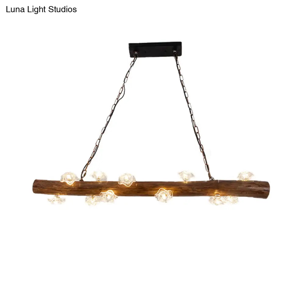 DecorBites™ Rustic 12-Light Wood Hanging Lamp for Bedroom or Kitchen Island