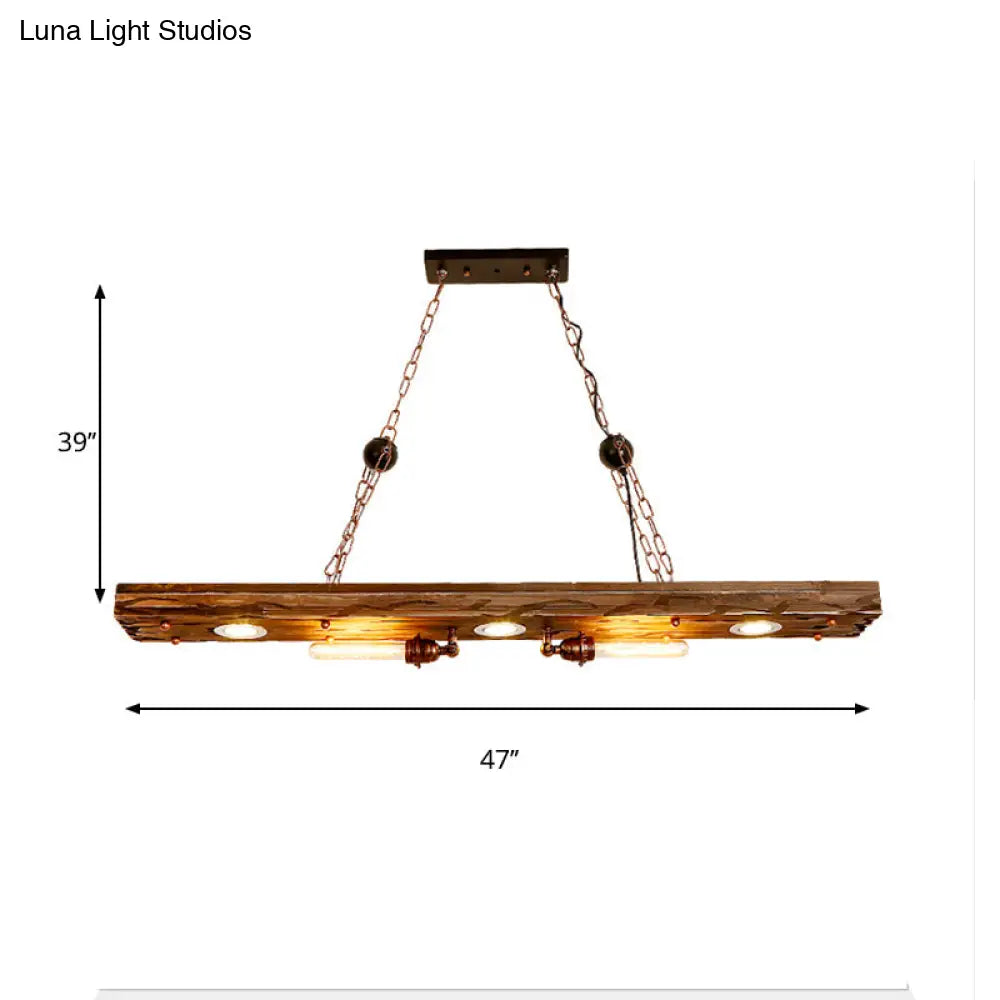 DecorBites™ Rustic 5-Light Linear Hanging Lamp with Wood Board - Island Pendant Light for Restaurants