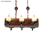 DecorBites™ Rustic 6-Light Candle Island Pendant with Black Marble for Dining Room