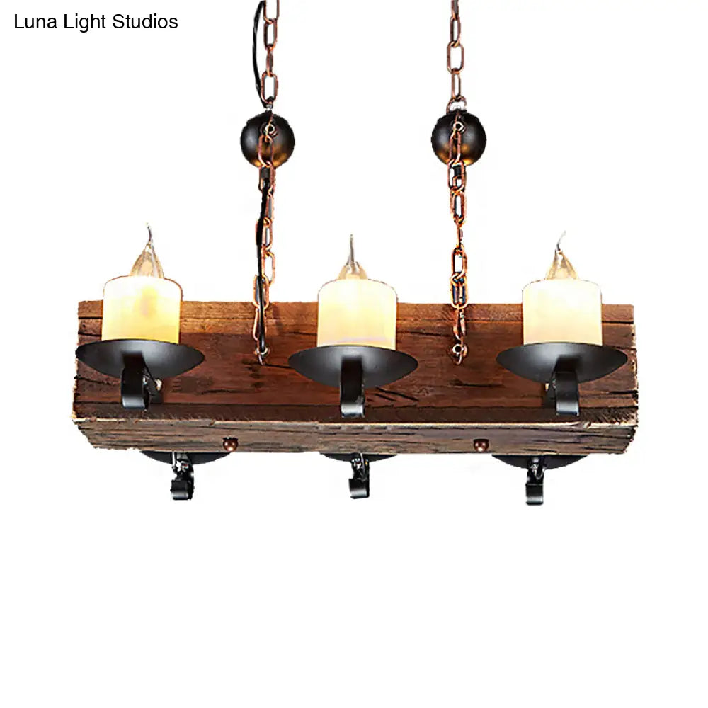 DecorBites™ Rustic 6-Light Candle Island Pendant with Black Marble for Dining Room