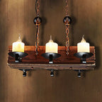 DecorBites™ Rustic 6-Light Candle Island Pendant with Black Marble for Dining Room