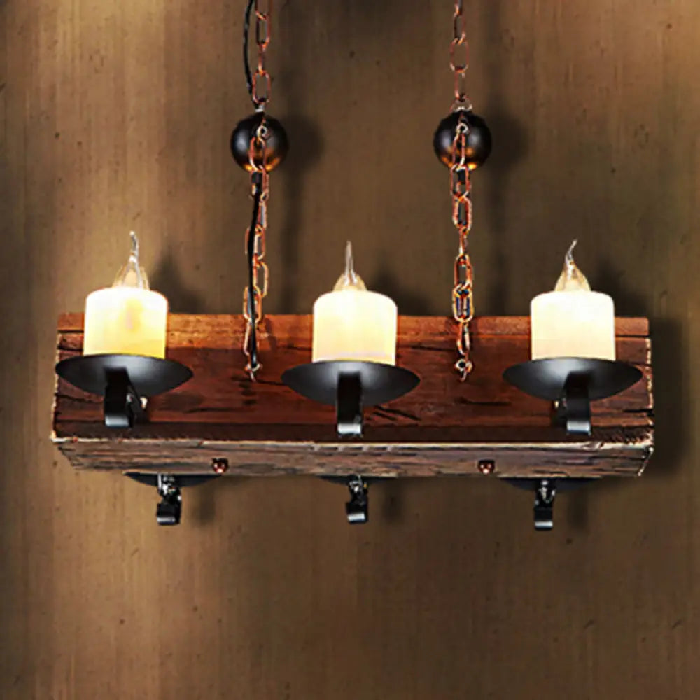 DecorBites™ Rustic 6-Light Candle Island Pendant with Black Marble for Dining Room