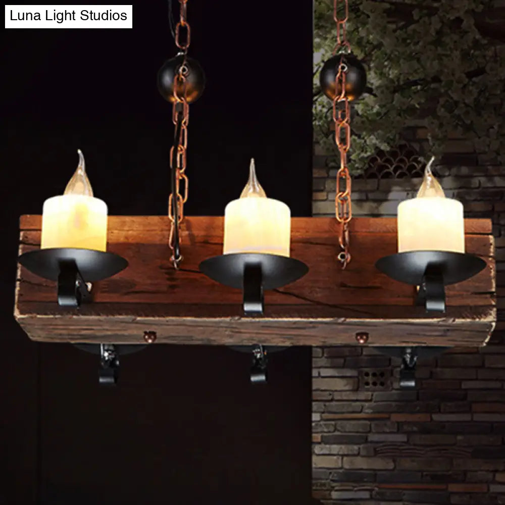 DecorBites™ Rustic 6-Light Candle Island Pendant with Black Marble for Dining Room