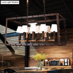 DecorBites™ Rustic 8-Light Island Pendant Fixture with Traditional Fabric Barrel for Dining Room Lighting