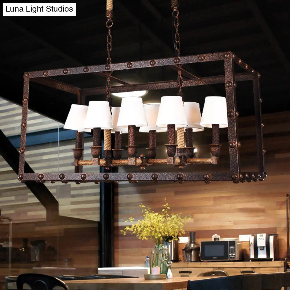 DecorBites™ Rustic 8-Light Island Pendant Fixture with Traditional Fabric Barrel for Dining Room Lighting