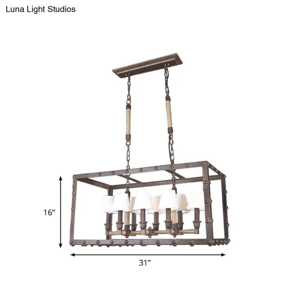 DecorBites™ Rustic 8-Light Island Pendant Fixture with Traditional Fabric Barrel for Dining Room Lighting