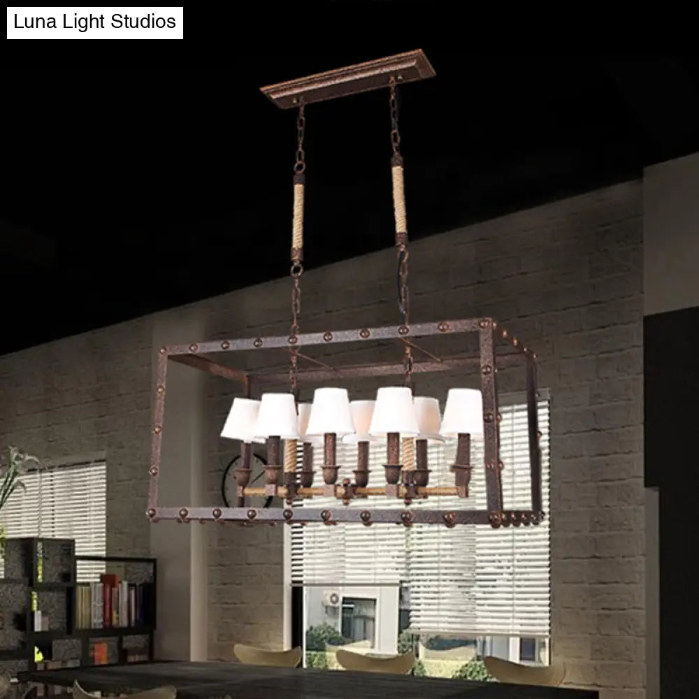 DecorBites™ Rustic 8-Light Island Pendant Fixture with Traditional Fabric Barrel for Dining Room Lighting