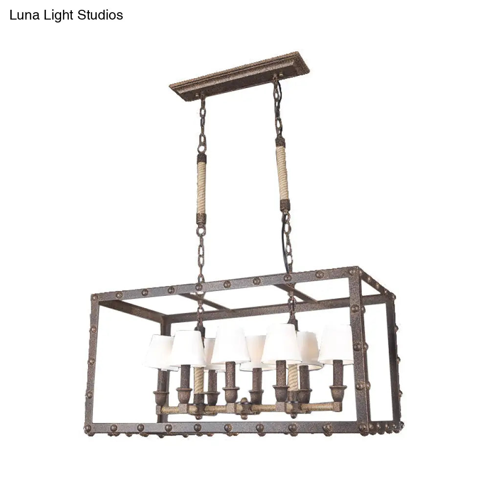 DecorBites™ Rustic 8-Light Island Pendant Fixture with Traditional Fabric Barrel for Dining Room Lighting