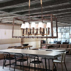 DecorBites™ Rustic 8-Light Island Pendant Fixture with Traditional Fabric Barrel for Dining Room Lighting