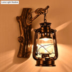 Rustic Black Oil Lantern Wall Sconce - Clear Glass, 1 Head - for Corridor Lighting
