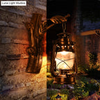 Rustic Black Oil Lantern Wall Sconce - Clear Glass, 1 Head - for Corridor Lighting