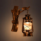 Rustic Black Oil Lantern Wall Sconce - Clear Glass, 1 Head - for Corridor Lighting