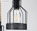 DecorBites™ Rustic Hemp Rope Chandelier - Retro Industrial Pendant with Wire Cage for Restaurants