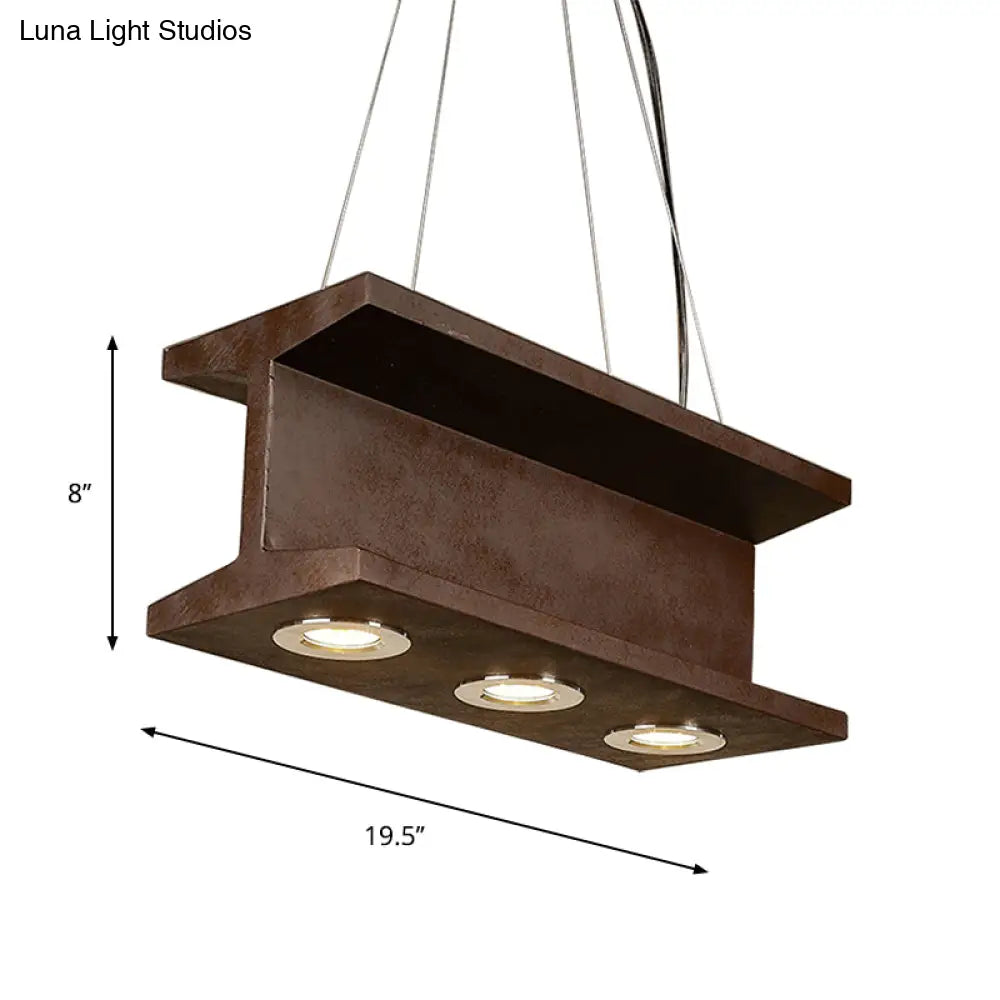 DecorBites™ Rustic Iron Industrial H-Beam Pendant Light with 3 Bulbs for Table or Island