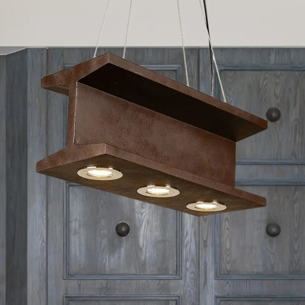 DecorBites™ Rustic Iron Industrial H-Beam Pendant Light with 3 Bulbs for Table or Island