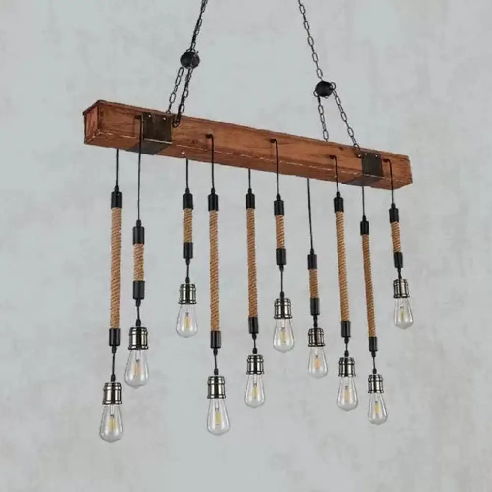 DecorBites™ Rustic Island Light with Multiple Open Bulbs and Wooden Beam