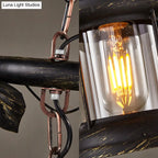 DecorBites™ Rustic Kerosene Island Lamp: 2 Lights, Clear Glass, Antique Brass Finish - Perfect for Coffee Shop Lighting