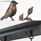 DecorBites™ Rustic Lodge Deer Island Pendant Light with Bird Decoration - 3 Stained Glass Lights