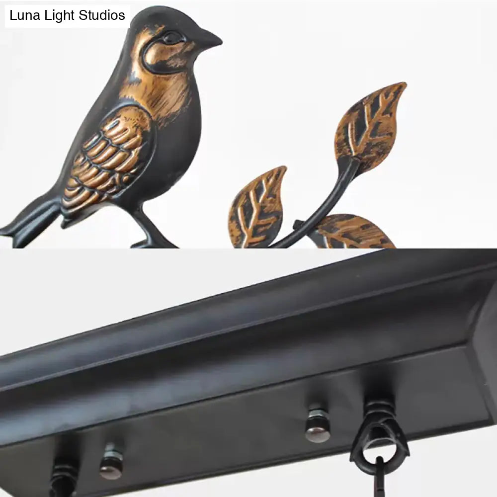 DecorBites™ Rustic Lodge Deer Island Pendant Light with Bird Decoration - 3 Stained Glass Lights