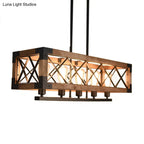 DecorBites™ Rustic Loft Pendant Light with Metal and Wood Shades - 5 Bulb Rectangle Design