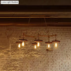 DecorBites™ Rustic Metal Island Lamp with 6 Lights - Open Bulb Pendant Lighting for Dining Room with Gear Deco