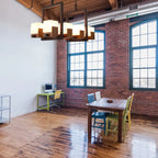 DecorBites™ Rustic White Glass Square Restaurant Island Light with 8 Lights & Bronze Ceiling Mount - with/without Wine Glasses