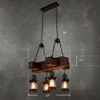 DecorBites™ Rustic Wooden Brown Ceiling Light Lantern - 6-Bulb Hanging Island Lamp for Restaurants