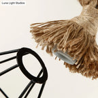 DecorBites™ Sophie's Rustic 3-Light Island Pendant with Beige Hemp Rope Shade for Restaurant Suspension Light