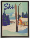 Vintage Ski Poster in Black Beaded Frame