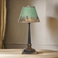 Vintage Table Lamp with Distressed Green and Gold Shade
